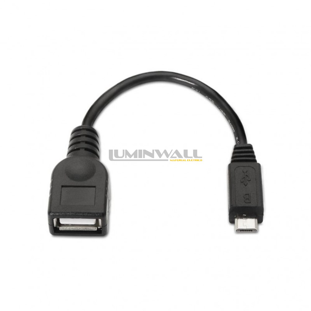 Cabo Adaptador Micro-USB B -> USB A Fêmea (15cm) NANOCABLE