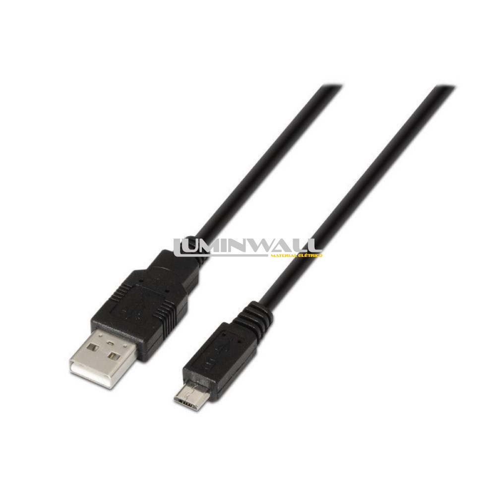 Cabo USB A Macho - Micro USB B Preto (80cm) AISENS