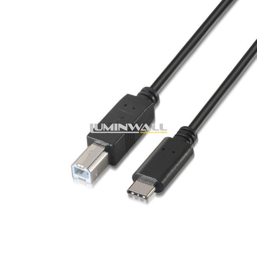 Cabo USB B Macho - USB C Macho 2.0 1M (Preto) AISENS