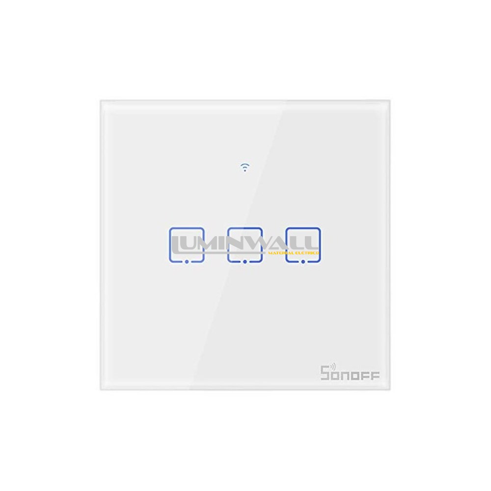 Interruptor Triplo Touch Smart Wi-Fi+RF em Vidro de Encastrar (Branco) SONOFF